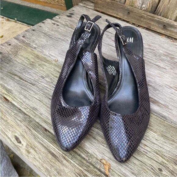 H&M Snakeskin Slingback Heels size 7 charcoal - Picture 3 of 8